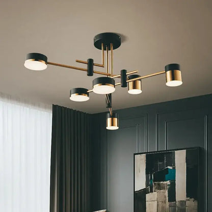Modern black & gold branch led chandelier living room light