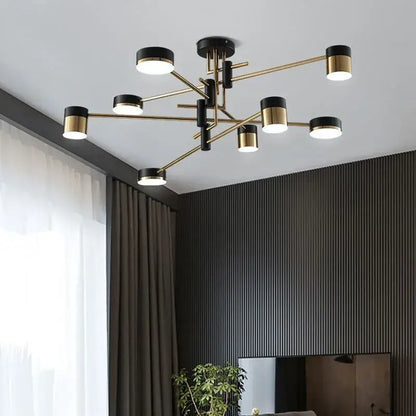 Modern black & gold branch led chandelier living room light