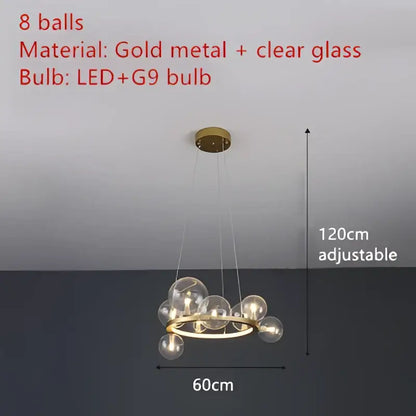 Modern black & gold branching bubbles chandelier dining room light