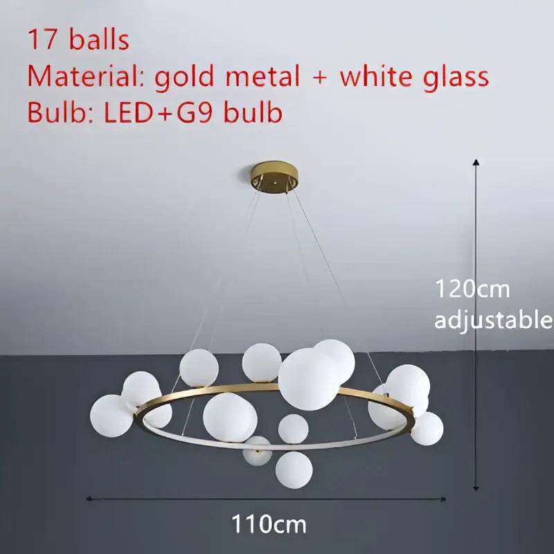 Modern black & gold branching bubbles chandelier dining room light