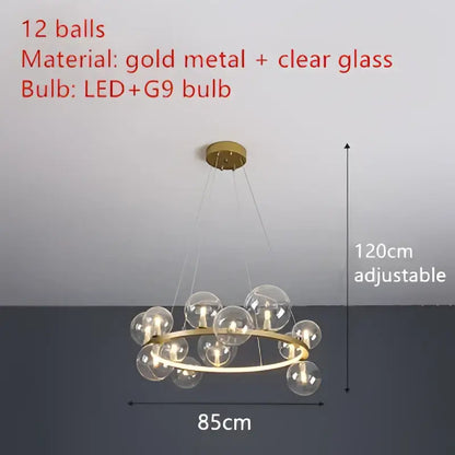 Modern black & gold branching bubbles chandelier dining room light