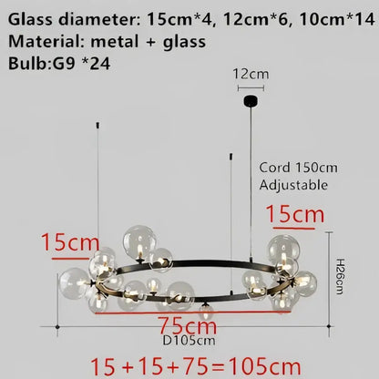 Modern black & gold branching bubbles chandelier dining room light