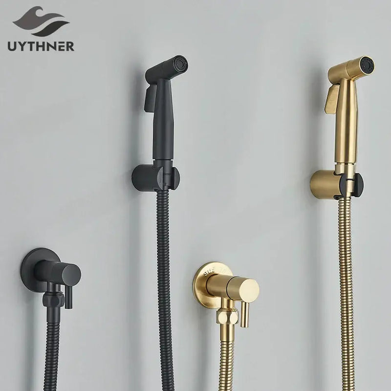 Modern black & gold brass bidet faucet – bathroom sprayer jet