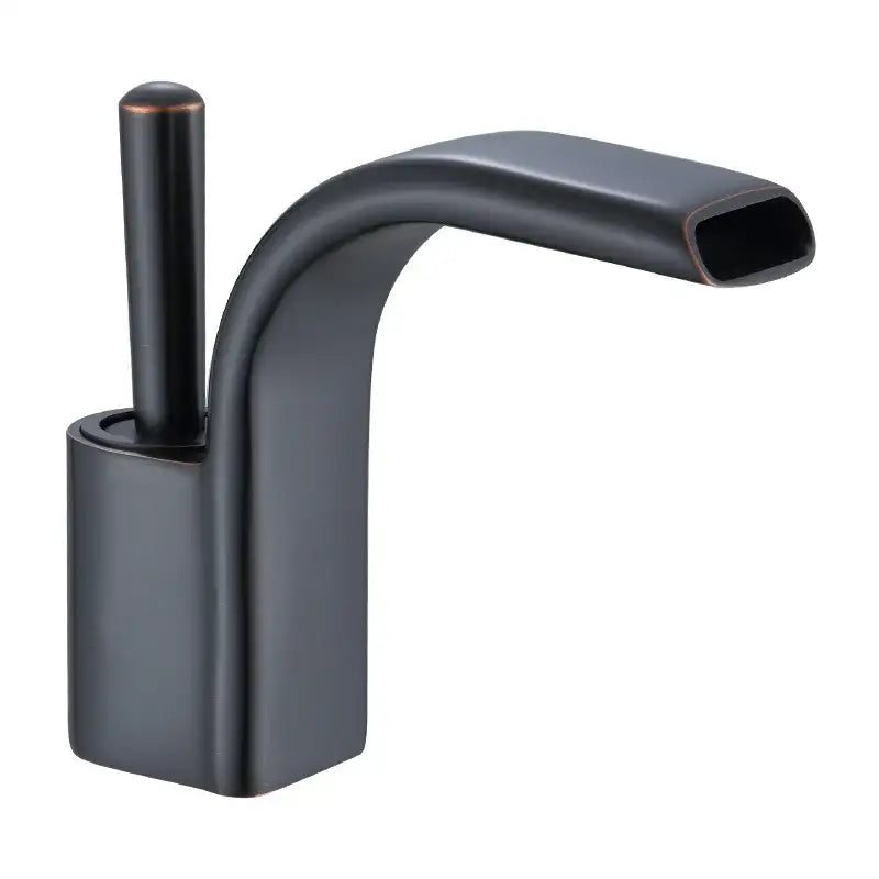 Modern black & gold brass waterfall basin faucet bathroom sink tap