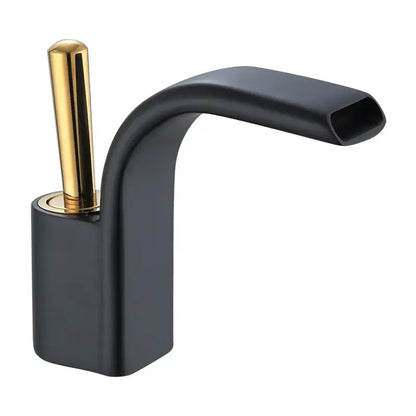 Modern black & gold brass waterfall basin faucet bathroom sink tap