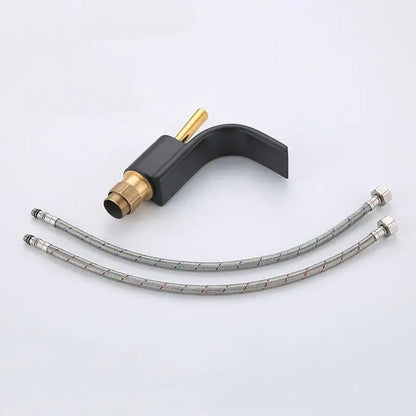 Modern black & gold brass waterfall basin faucet bathroom sink tap