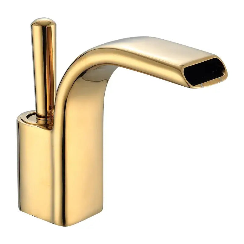 Modern black & gold brass waterfall basin faucet bathroom sink tap
