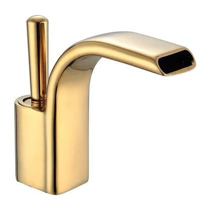Modern black & gold brass waterfall basin faucet bathroom sink tap