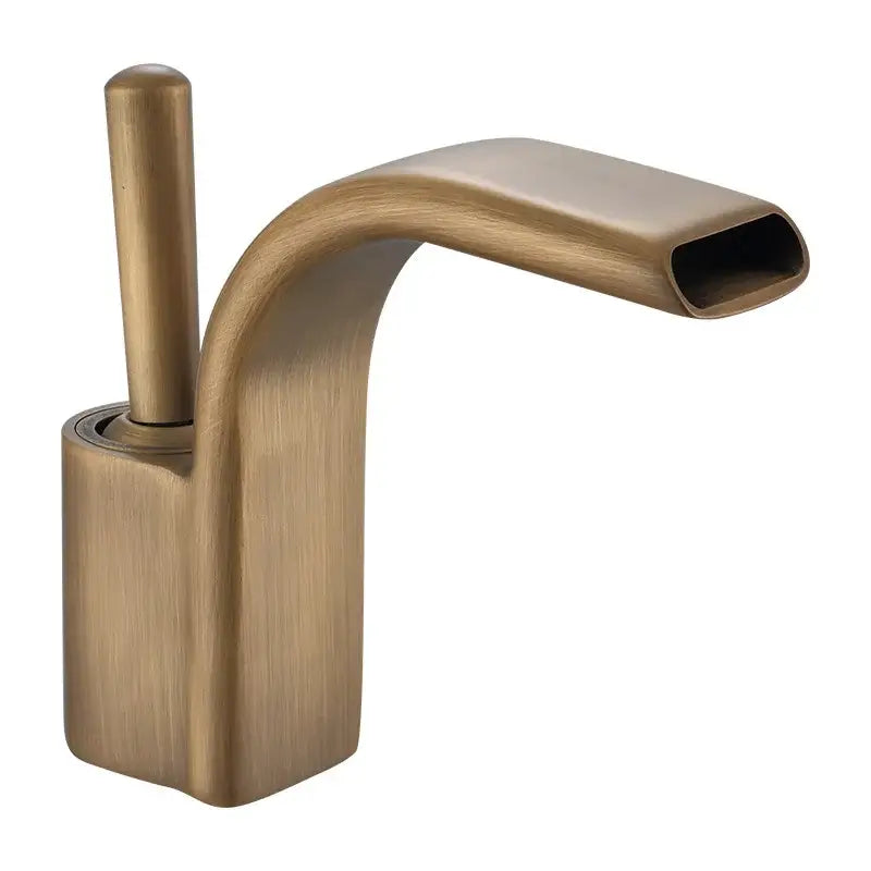 Modern black & gold brass waterfall basin faucet bathroom sink tap