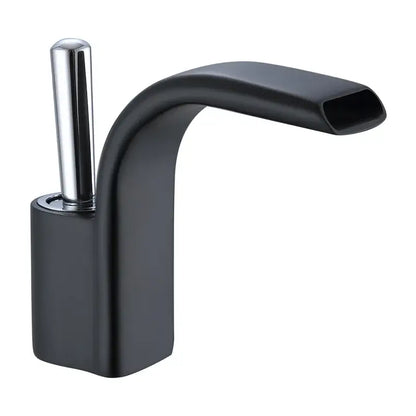 Modern black & gold brass waterfall basin faucet bathroom sink tap