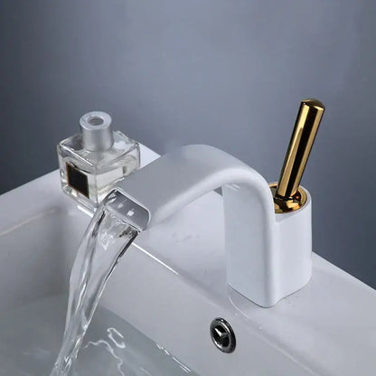 Modern black & gold brass waterfall basin faucet bathroom sink tap