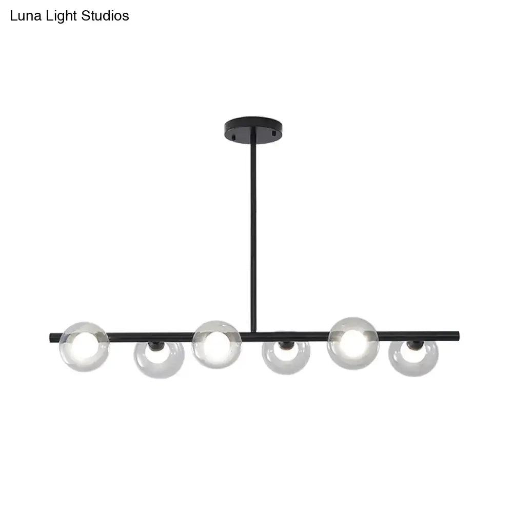 Modern black & gold bubble clear glass island light dining room