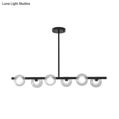 Modern black & gold bubble clear glass island light dining room