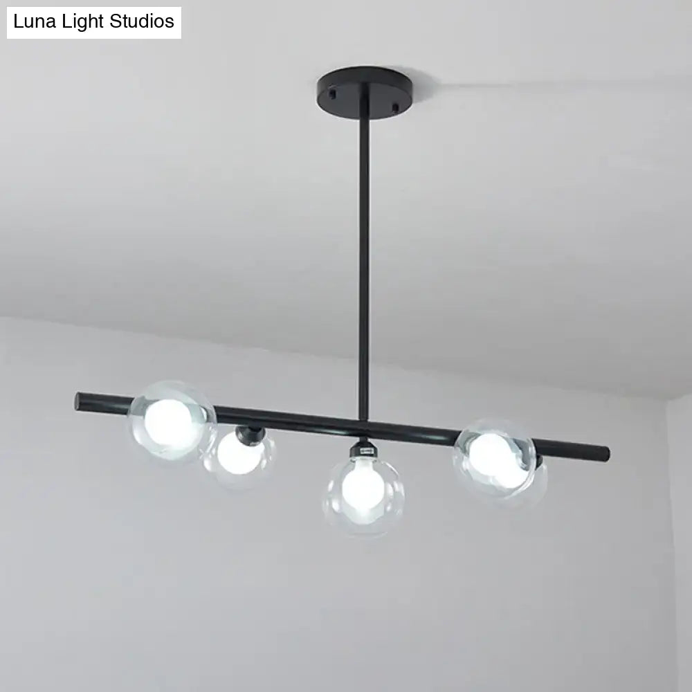 Modern black & gold bubble clear glass island light dining room