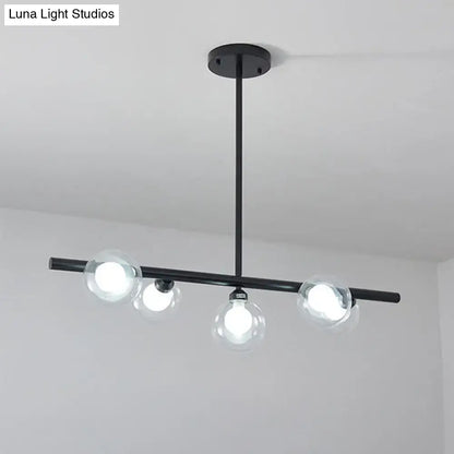 Modern black & gold bubble clear glass island light dining room