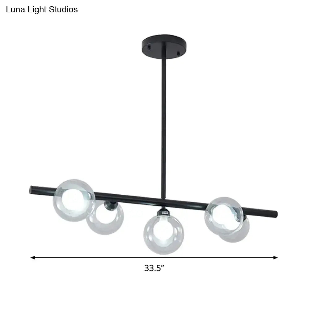 Modern black & gold bubble clear glass island light dining room