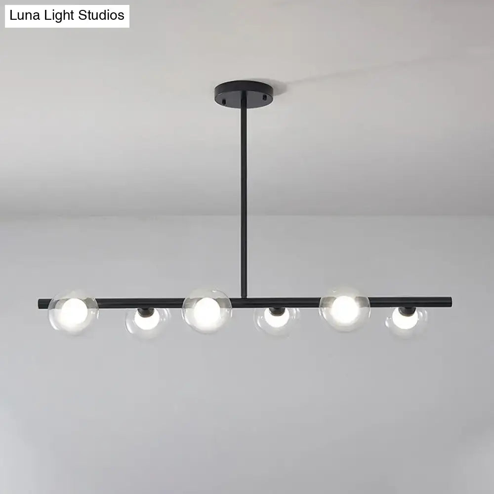 Modern black & gold bubble clear glass island light dining room