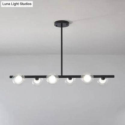 Modern black & gold bubble clear glass island light dining room