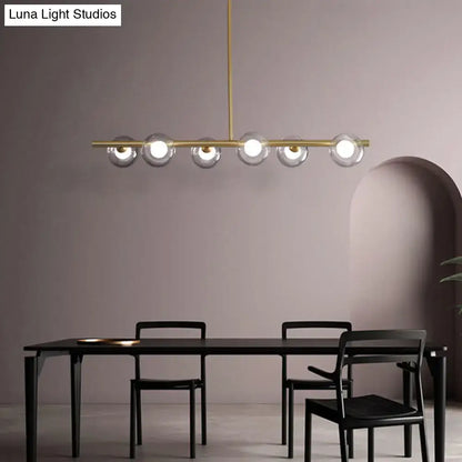Modern black & gold bubble clear glass island light dining room