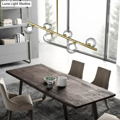 Modern black & gold bubble clear glass island light dining room