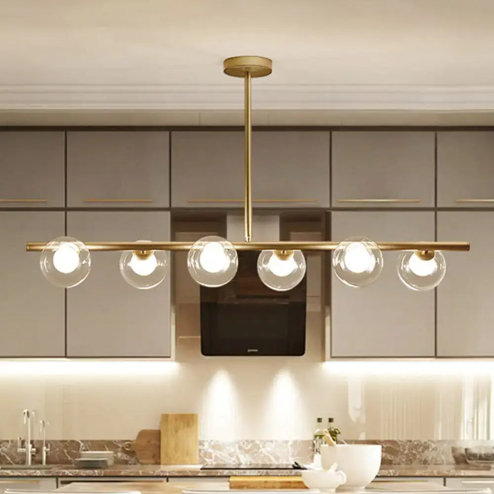 Modern black & gold bubble clear glass island light dining room