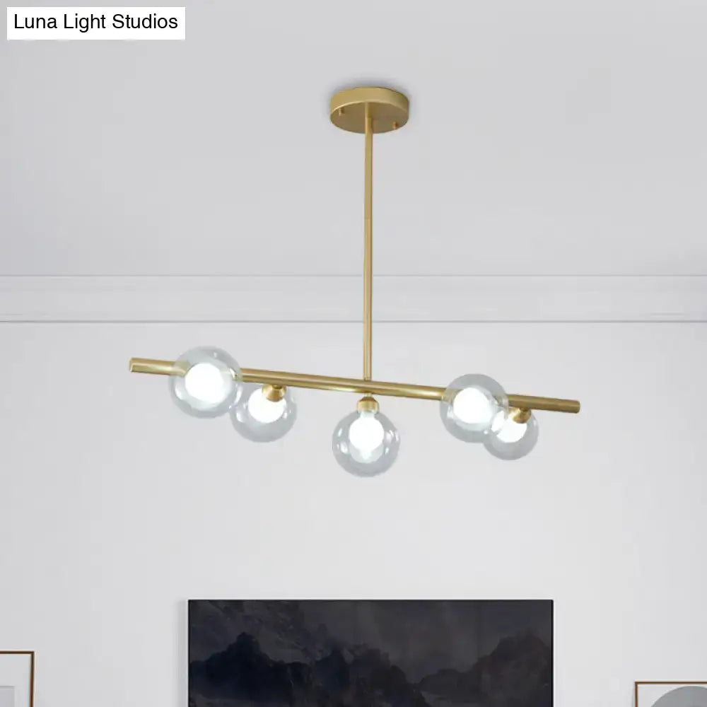 Modern black & gold bubble clear glass island light dining room