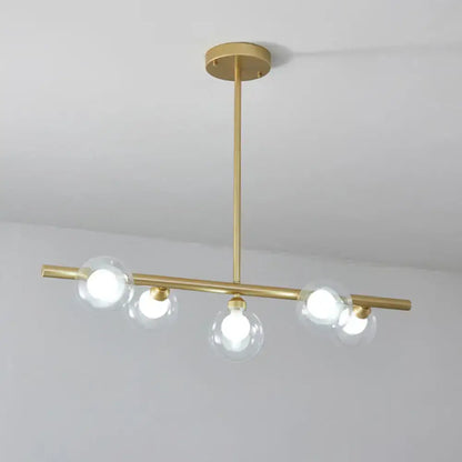Modern black & gold bubble clear glass island light dining room