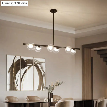 Modern black & gold bubble clear glass island light dining room