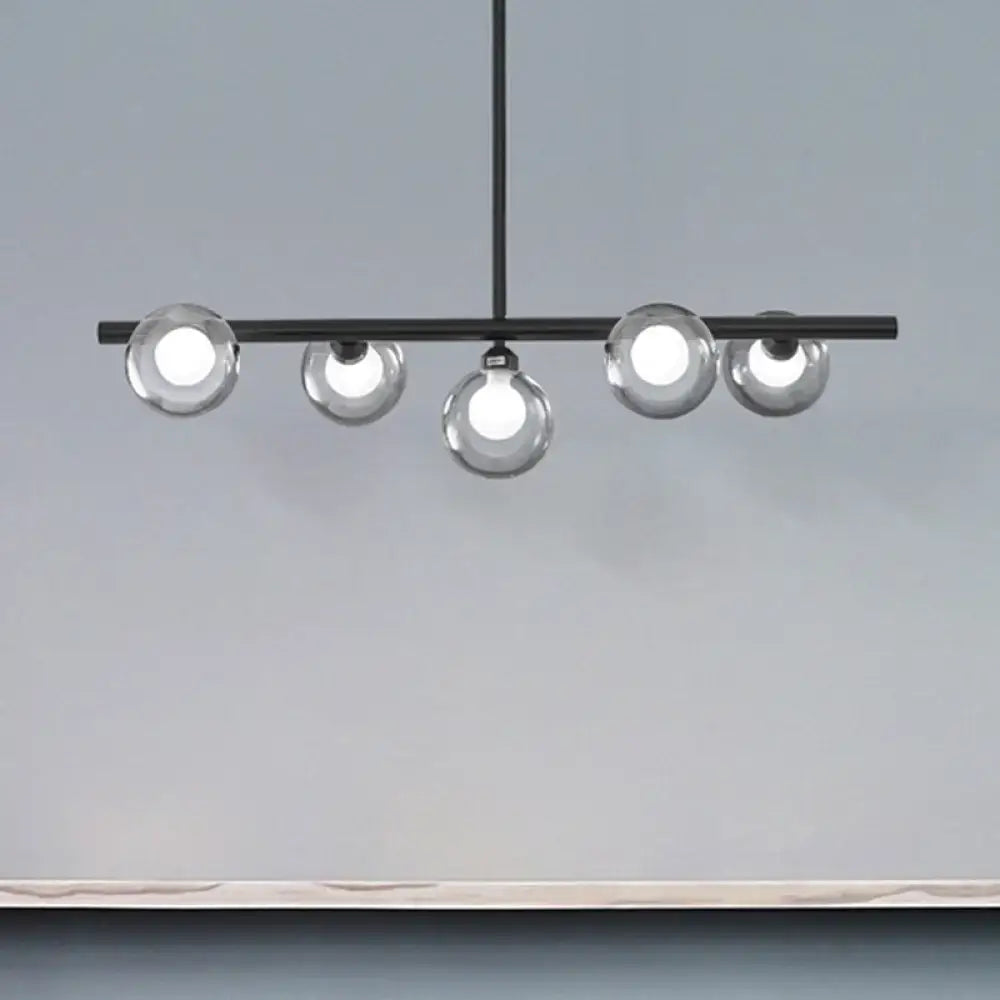 Modern black & gold bubble clear glass island light dining room