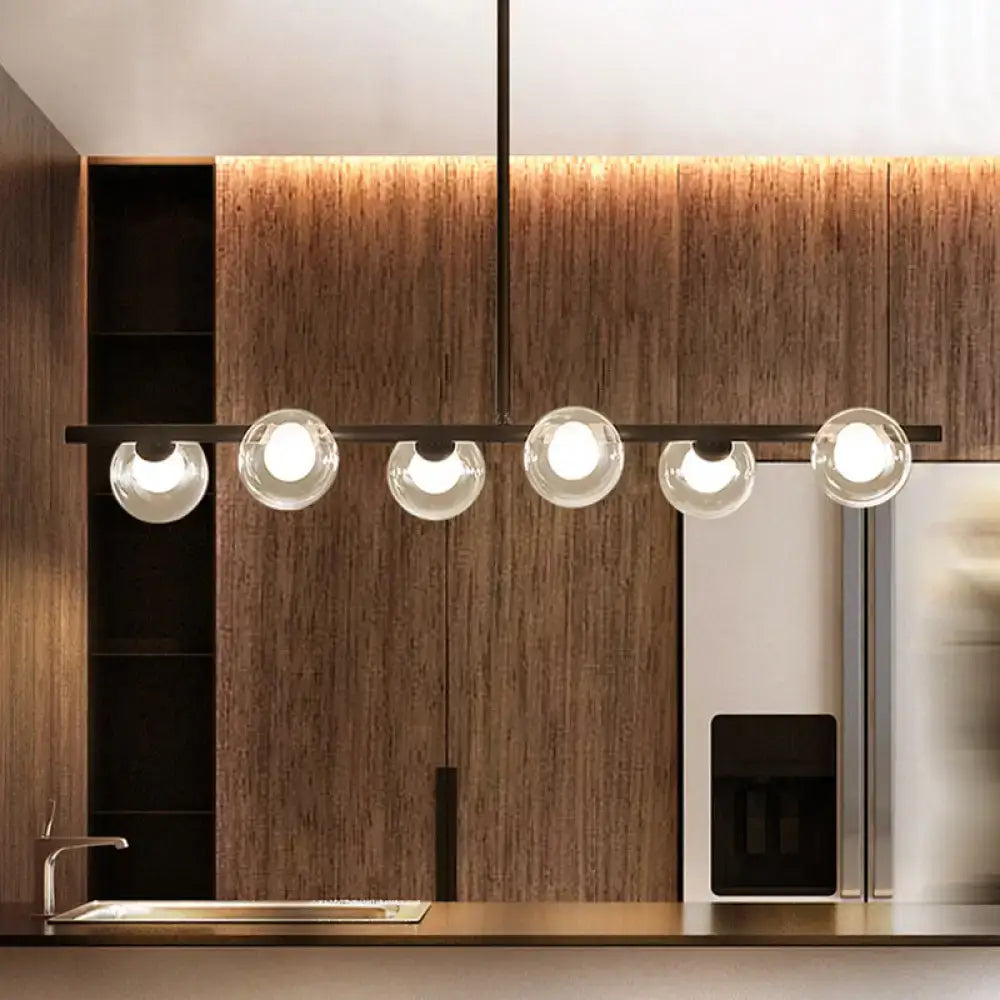 Modern black & gold bubble clear glass island light dining room