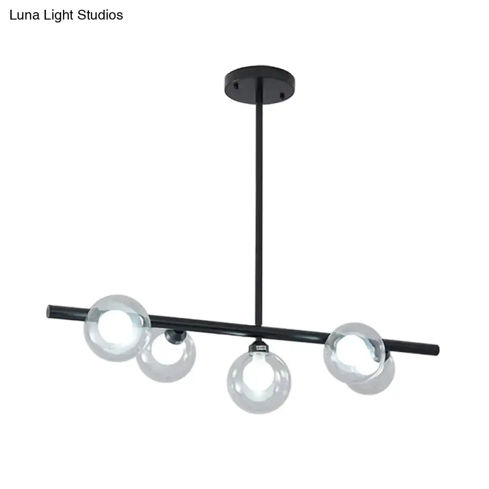 Modern black & gold bubble clear glass island light dining room