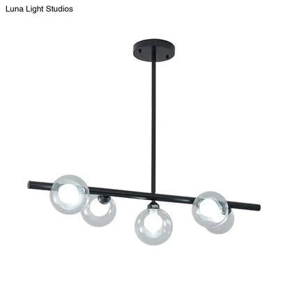 Modern black & gold bubble clear glass island light dining room