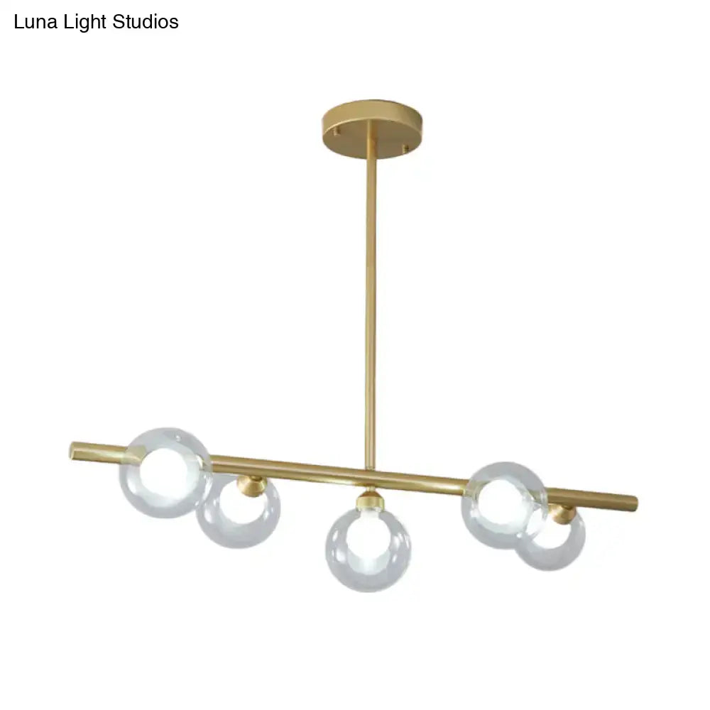 Modern black & gold bubble clear glass island light dining room