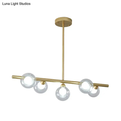Modern black & gold bubble clear glass island light dining room
