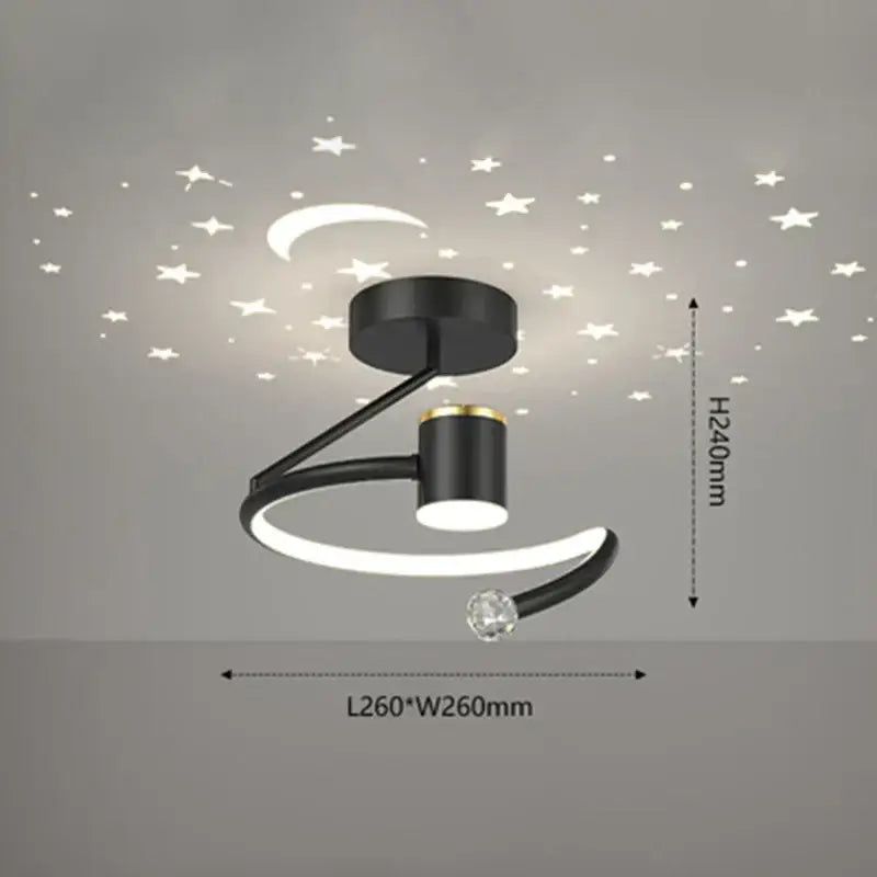 Modern black & gold celestial led ceiling lamp bedroom projection light
