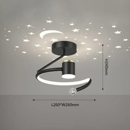 Modern black & gold celestial led ceiling lamp bedroom projection light