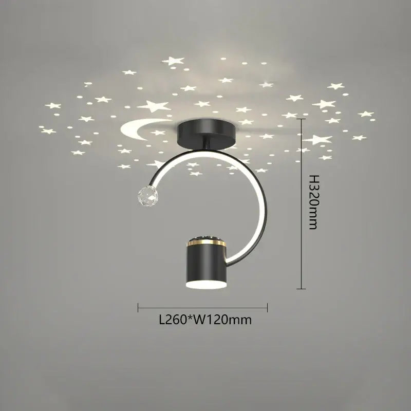 Modern black & gold celestial led ceiling lamp bedroom projection light