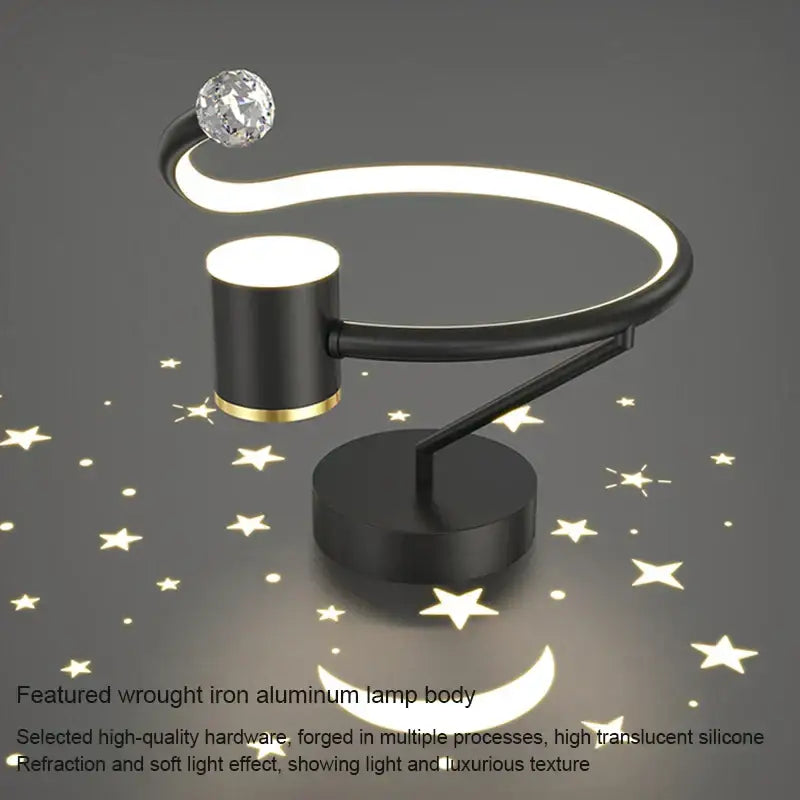 Modern black & gold celestial led ceiling lamp bedroom projection light