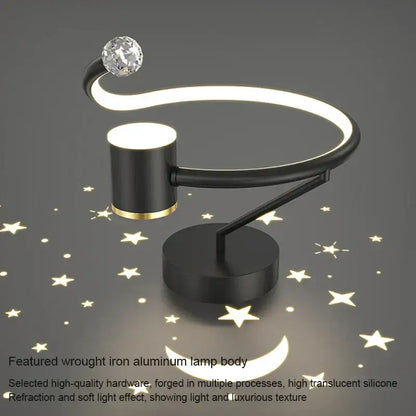 Modern black & gold celestial led ceiling lamp bedroom projection light