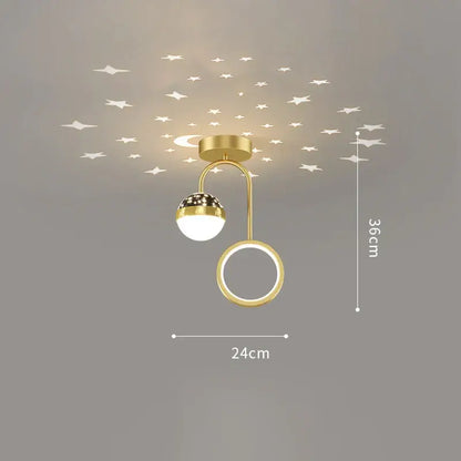 Modern black & gold celestial led ceiling lamp bedroom projection light