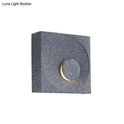 Modern black & gold cement square wall light bedroom moon sconce