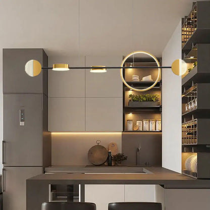 Modern black & gold circle metal island pendant light dining room