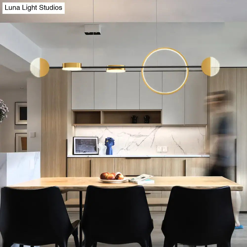 Modern black & gold circle metal island pendant light dining room