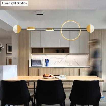 Modern black & gold circle metal island pendant light dining room