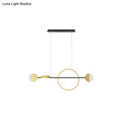 Modern black & gold circle metal island pendant light dining room
