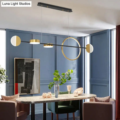 Modern black & gold circle metal island pendant light dining room