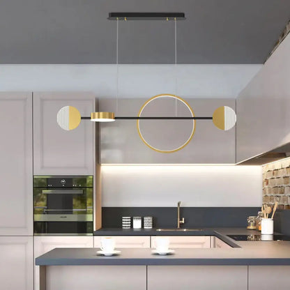 Modern black & gold circle metal island pendant light dining room