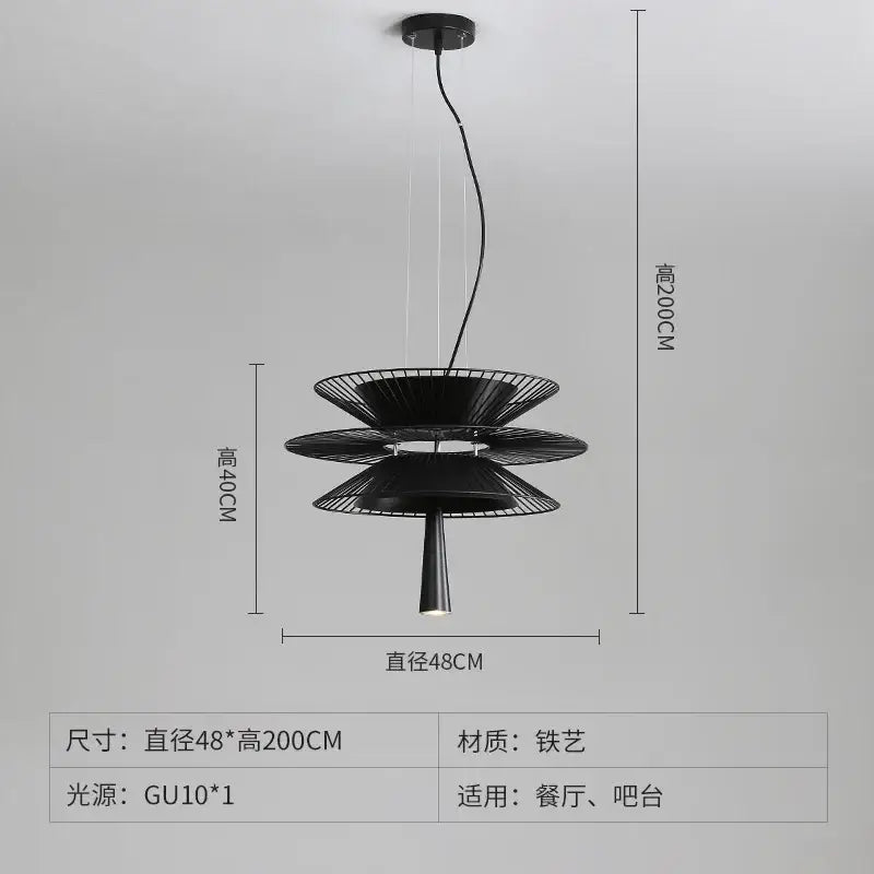 Modern black & gold circular iron pendant light dining room
