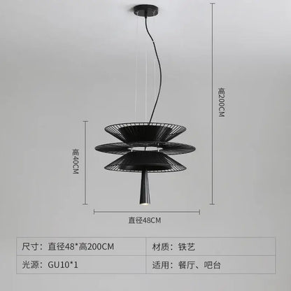 Modern black & gold circular iron pendant light dining room