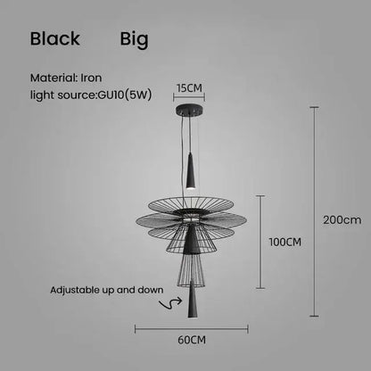 Modern black & gold circular iron pendant light dining room